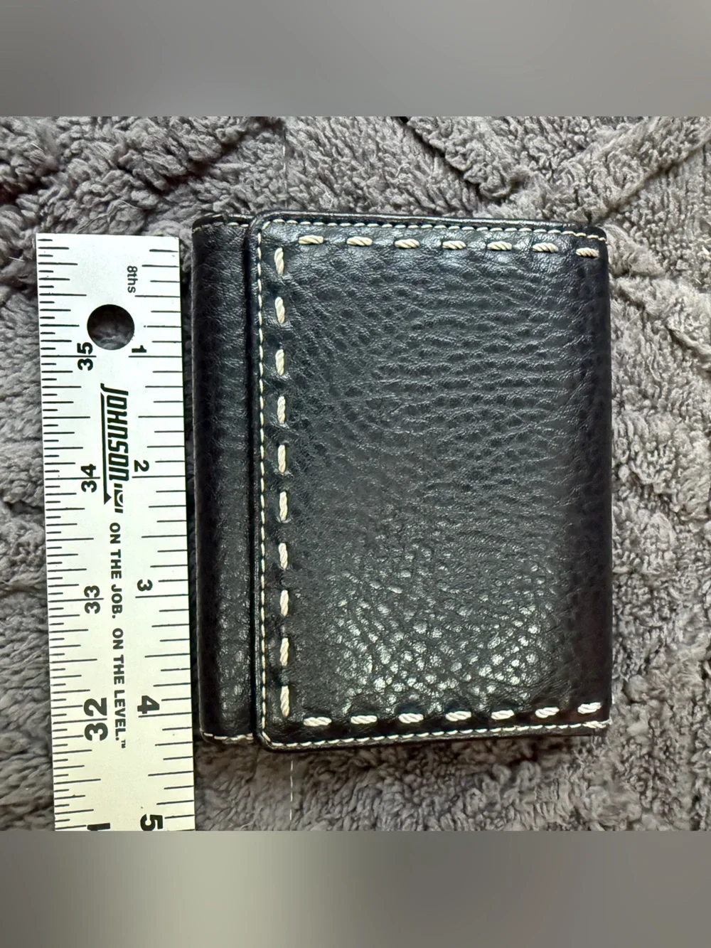 Relic Black Wallet with White Contrast Stitching-faux pebbled leather